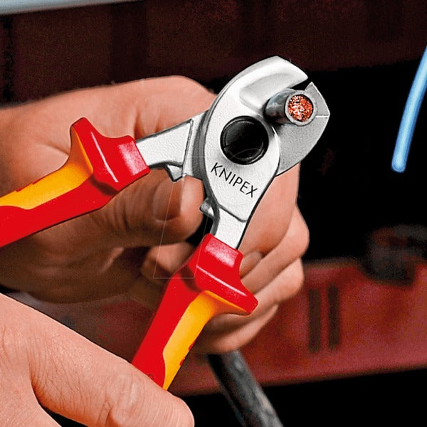 Cisaille à câble Knipex 165 mm Cisaille à câble, également pour dénuder, jusqu'à 50mm².