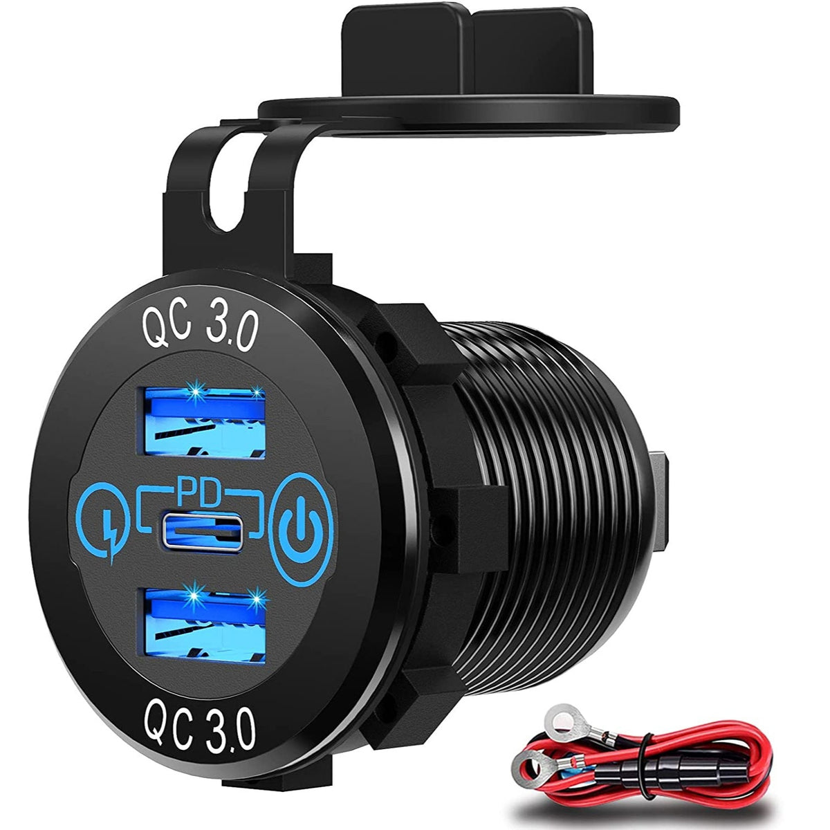12V USB 2x USB QC 3.0 18W, 1x USB-C 30W, inkl. On/Off Schalter