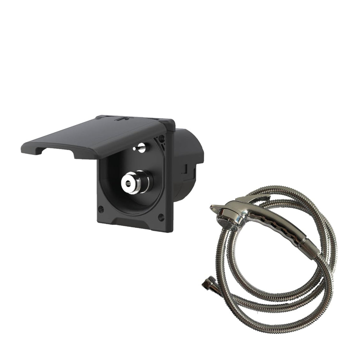 Aussendusche mit 12V Schalter und Schnellverbinder, inkl. Duschbrause