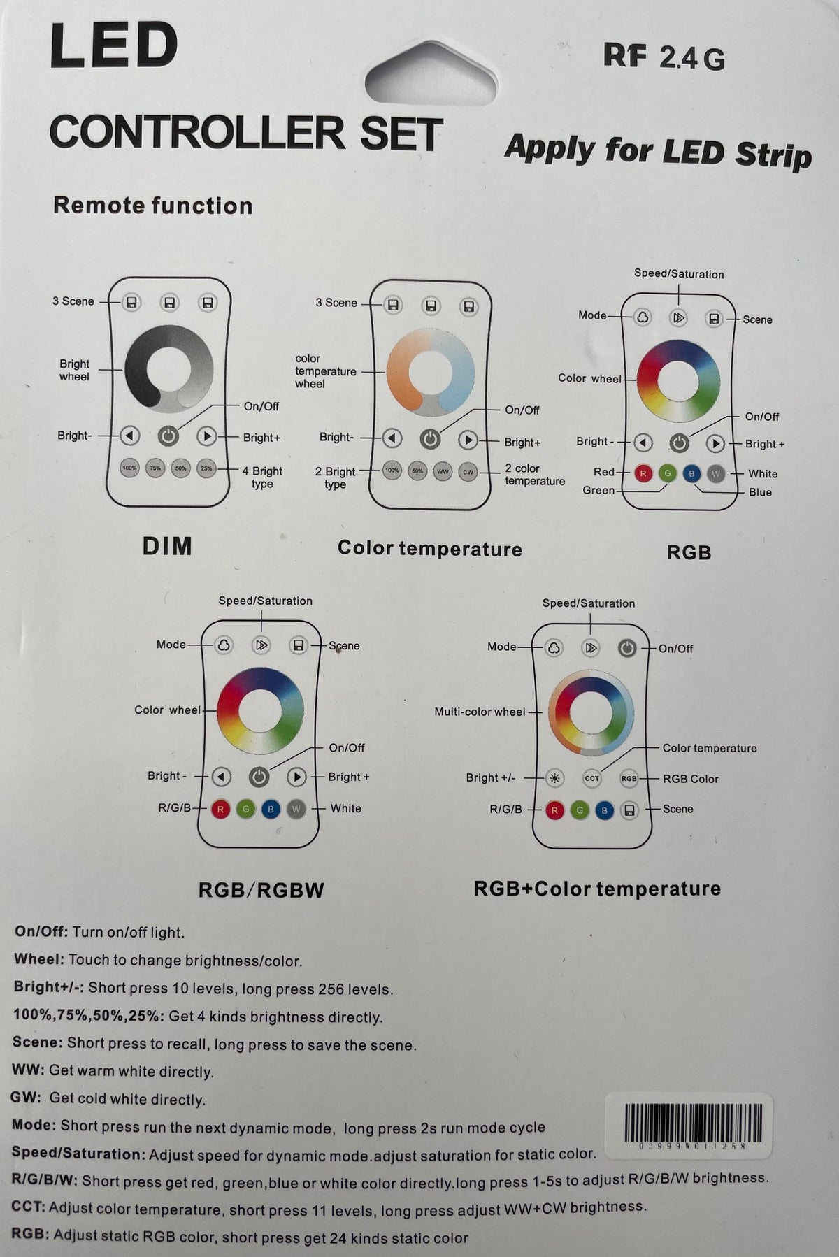 RGB LED strip 5m, extra bright, dimmable with remote control, COB quality