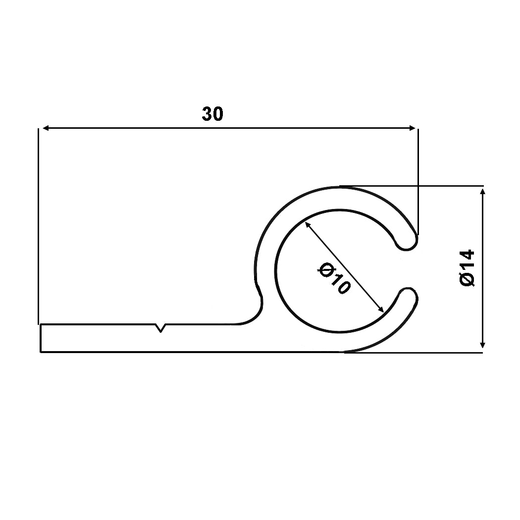 Zeltkeder-Schiene aus Alu - für Keder 7.5mm, Länge 100cm oder 200cm