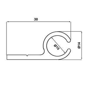 Zeltkeder-Schiene aus Alu - für Keder 7.5mm, Länge 100cm oder 200cm