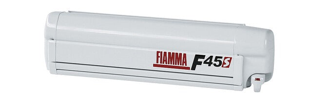Store mural Fiamma F45s toile couleur royal grey, boîtier couleur polar white, div. tailles