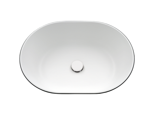 Waschbecken CASTAGNARI halboval aus Ocritech mit Druckablauf Farbe schwarz / weiss matt