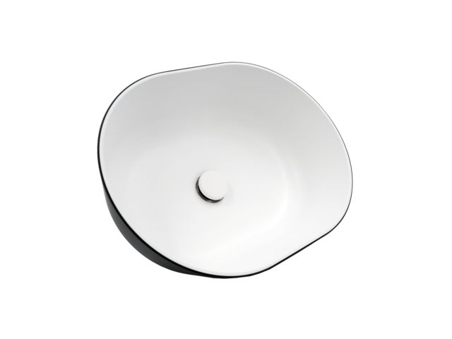 Waschbecken CASTAGNARI halboval aus Ocritech mit Druckablauf Farbe schwarz / weiss matt