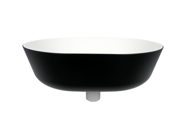 Waschbecken CASTAGNARI halboval aus Ocritech mit Druckablauf Farbe schwarz / weiss matt