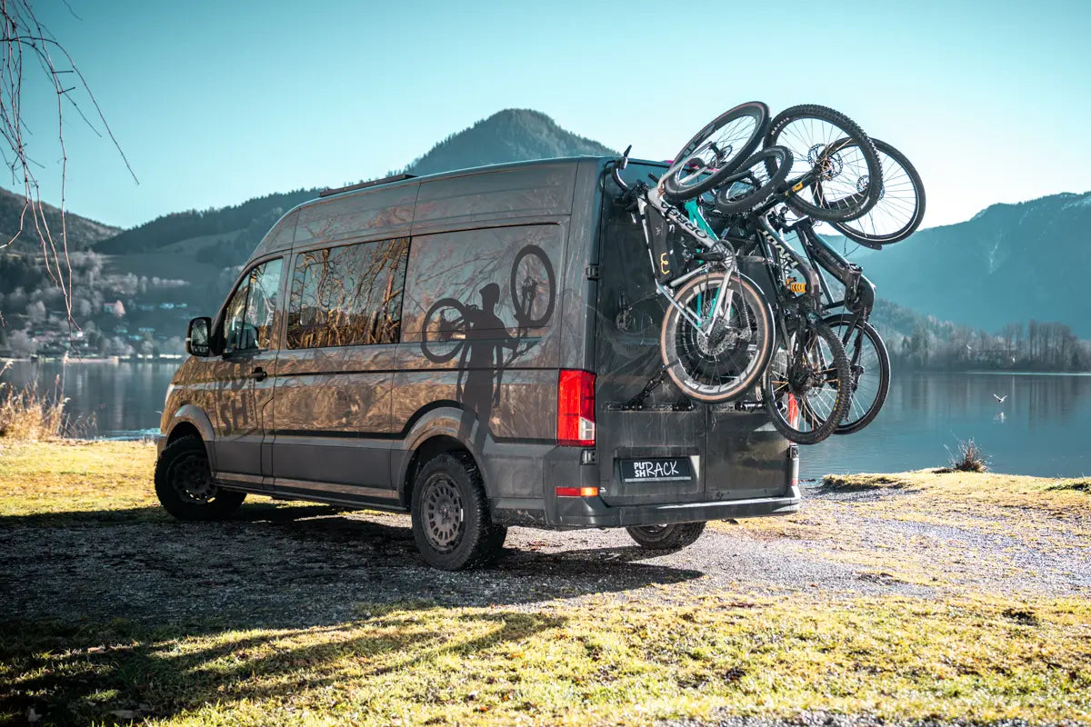 Portabiciclette PUSHrack V2 / portabiciclette per quasi tutti i tipi di furgone, adatto alle biciclette elettriche.