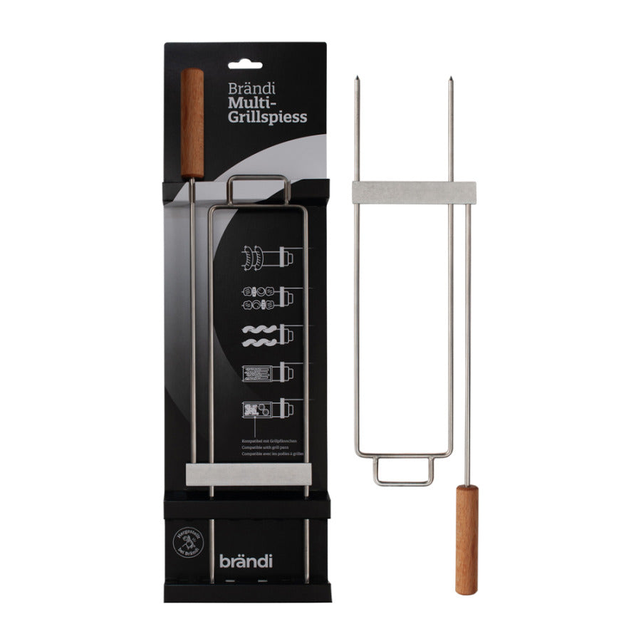 Brändi Multi-Grillspiess SB.G01-23 aus Edelstahl mit Buchenholzgriff