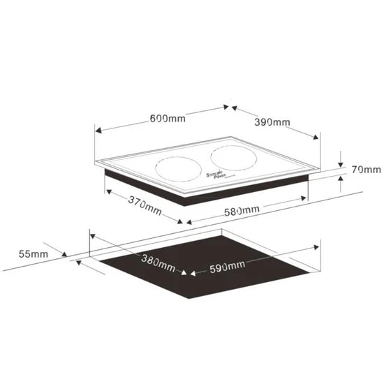 Piano cottura a induzione STERLING POWER side-by-side 1500W e 1500W, 2 piastre