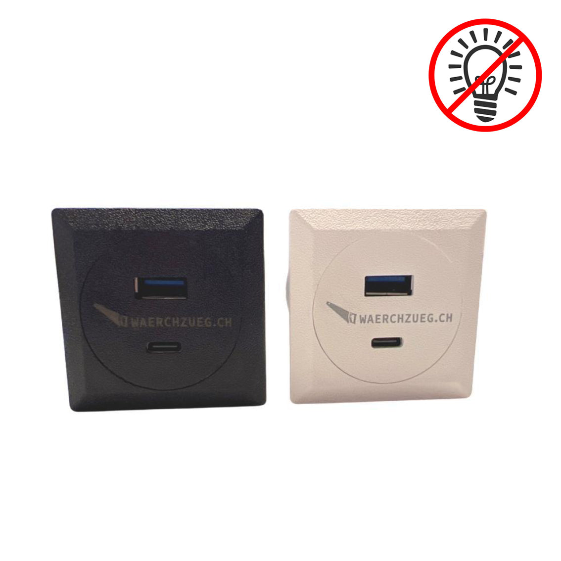 USB-A und USB-C ohne Beleuchtung, 12V, Schwarz oder Weiss