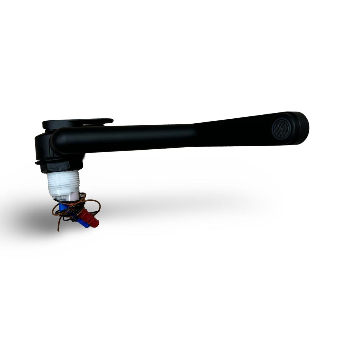 Rubinetto miscelatore Reich Twister nero, con interruttore a 12 V, acqua calda e fredda