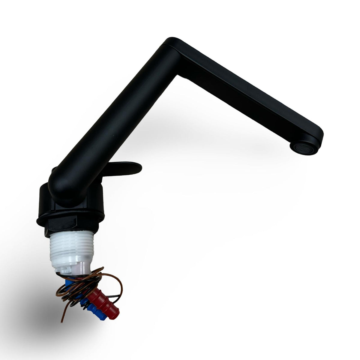 Rubinetto miscelatore Reich Twister nero, con interruttore a 12 V, acqua calda e fredda