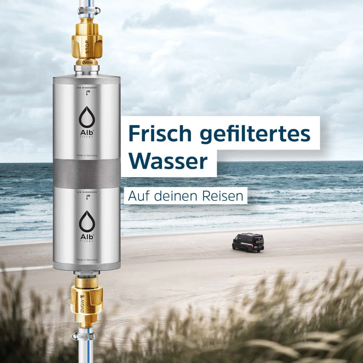Alb Filter® FUSION Active+Nano Trinkwasserfilter | Camping-Set: Travel | Edelstahl Natur