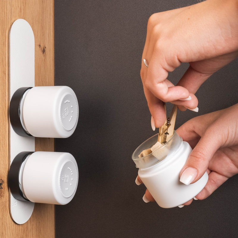 Silwy Magnet-Feinkostgläser ALL WHITE 125 ml inkl. Leiste WHITE 3 Magnet-Gläser + 1 Metall-Leiste (25 cm) WHITE