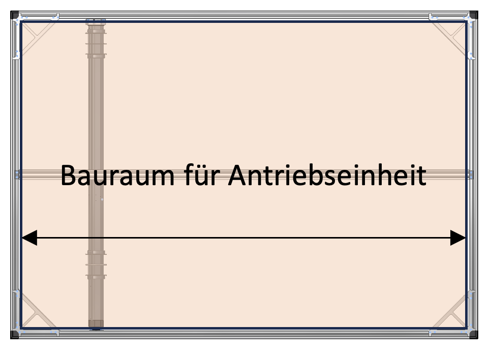 Längseinbau – Bauraum für die Antriebseinheit parallel zur langen Seite