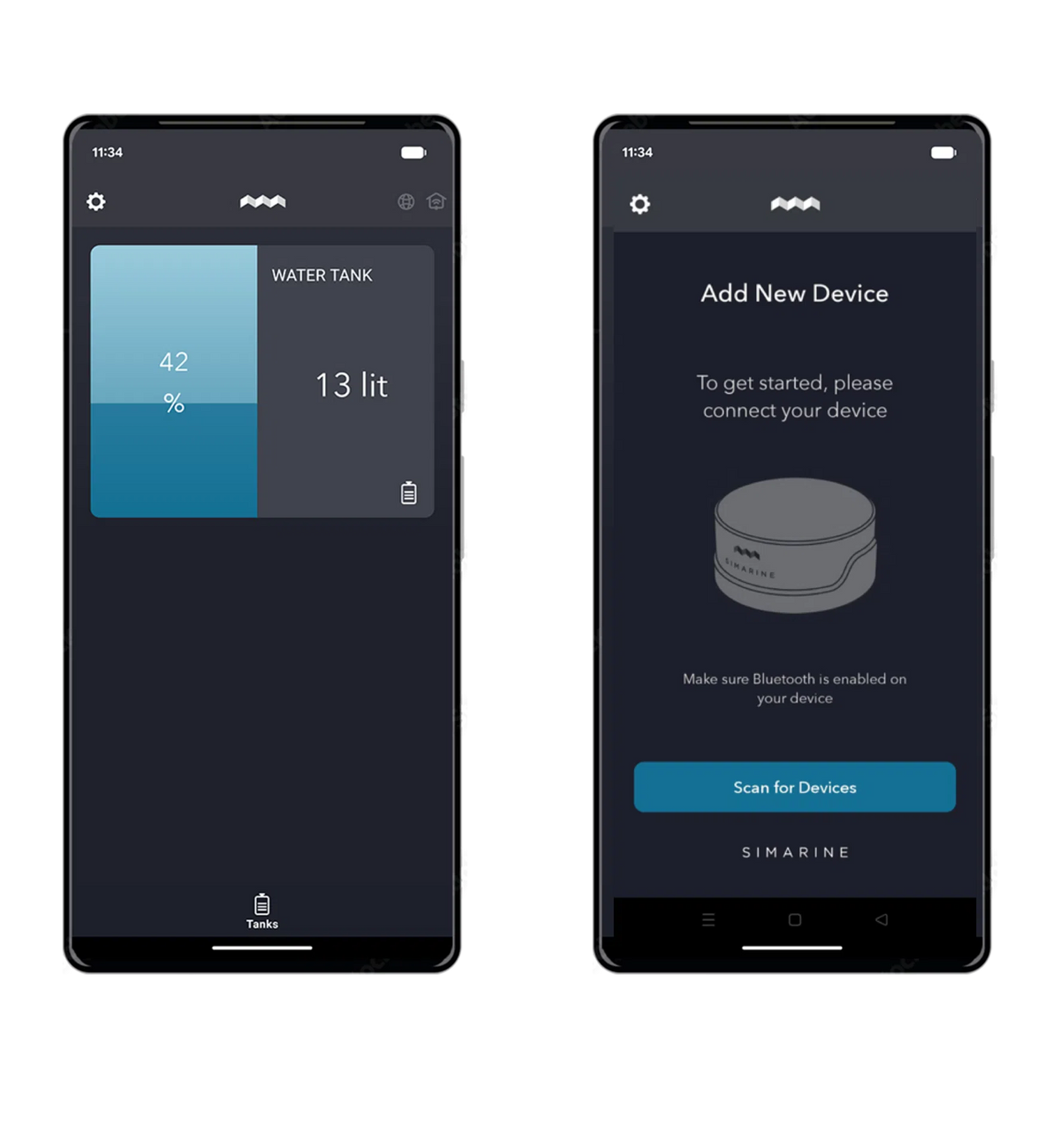 Simarine Connect App mit Tankfüllstand