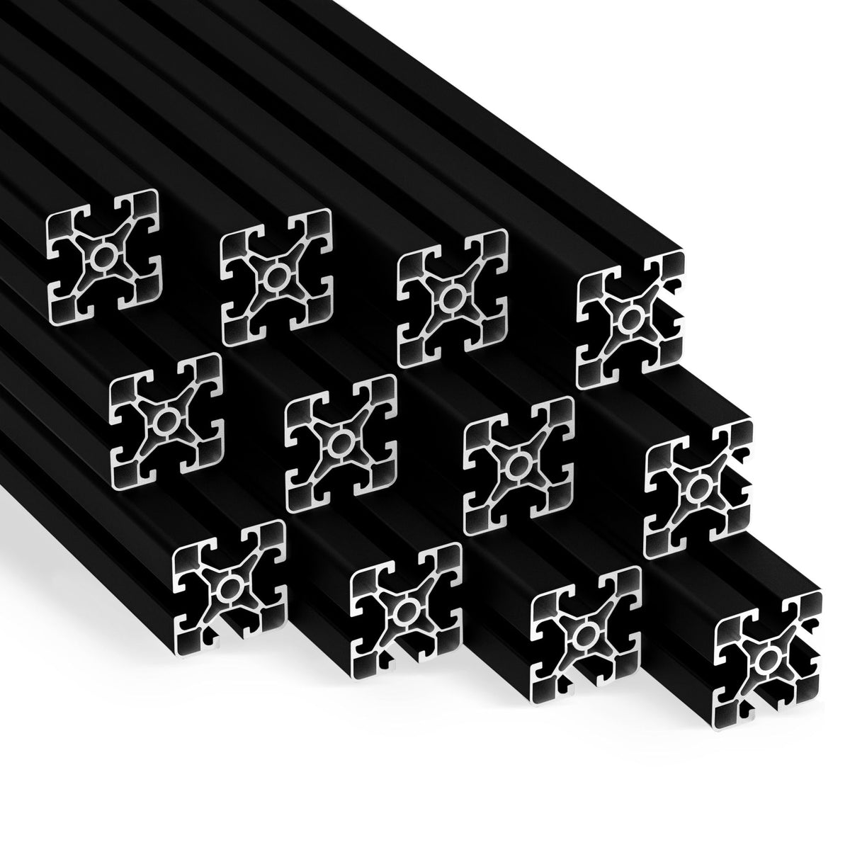 Aluprofil ECO, 40mm x 40mm, 1850mm lang, mit Nut, schwarz