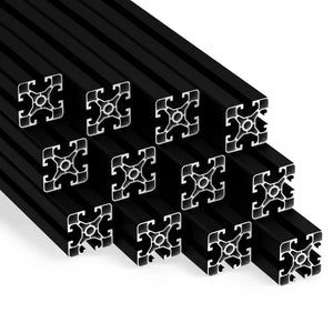Aluprofil ECO, 40mm x 40mm, 1850mm lang, mit Nut, schwarz