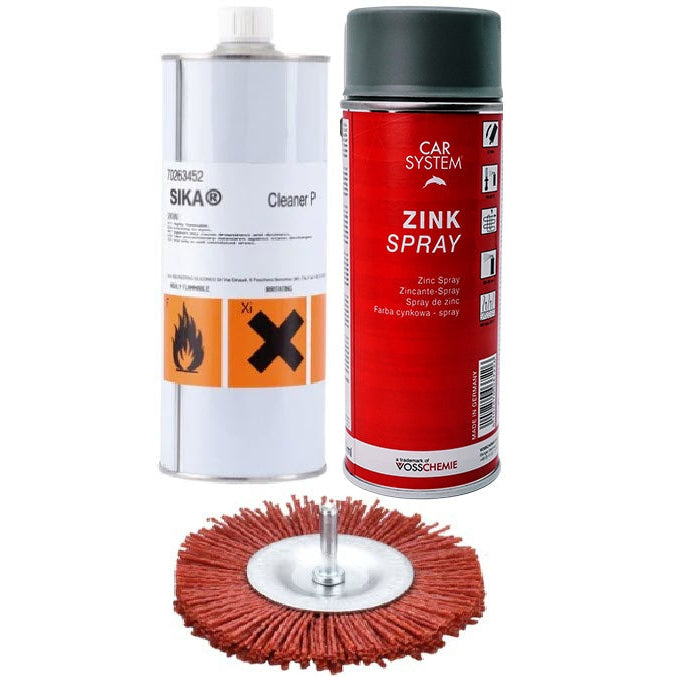 Clean-me Set, entrosten, reinigen und Zinksprayen, im Auto