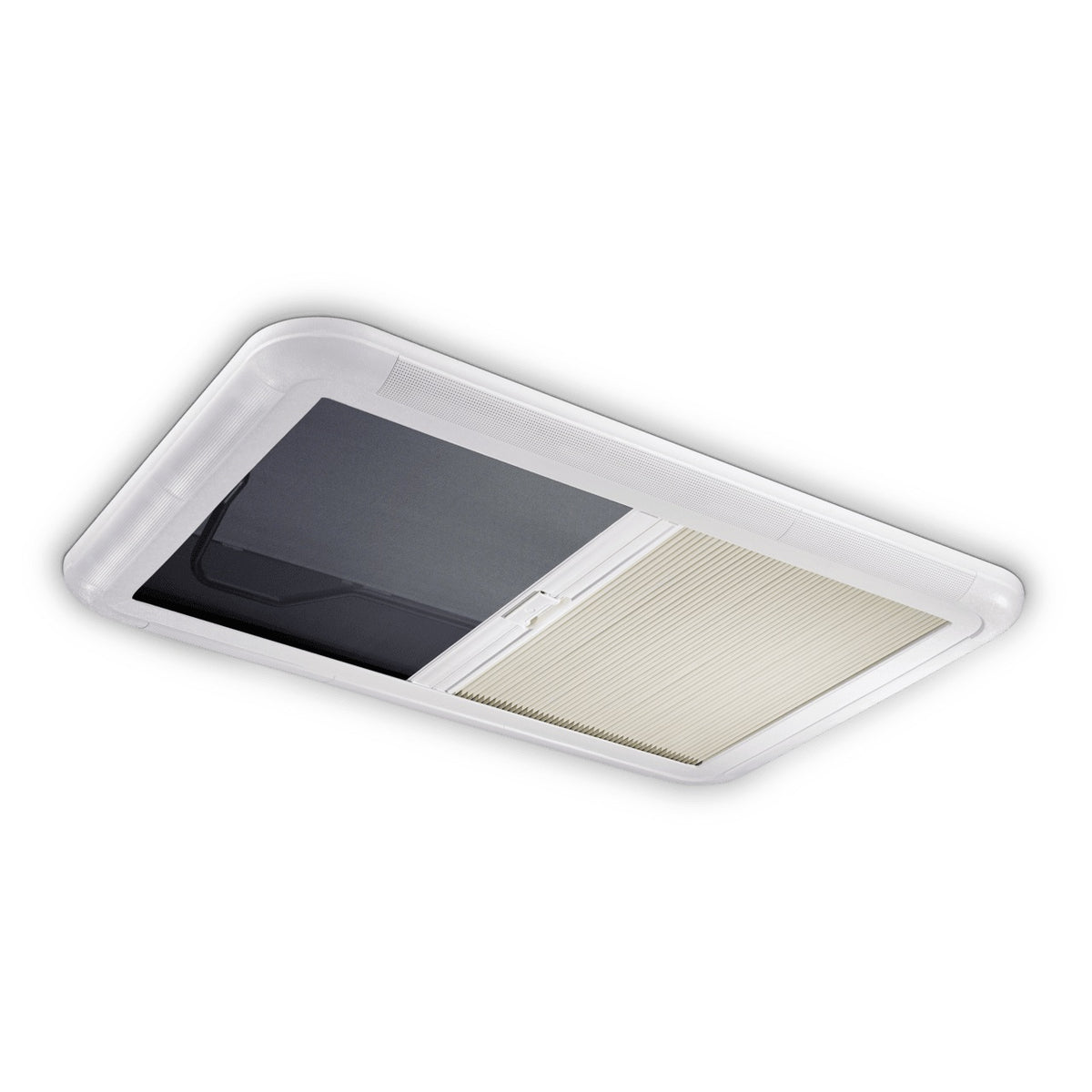 Cofano tetto Dometic Heki 2 De Luxe, 960x655 mm, con LED e vetro trasparente, con tenda a rullo combinata
