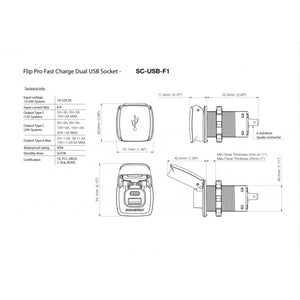 Wasserdichte USB-C / USB-A Steckdose Flip Pro von Scanstrut