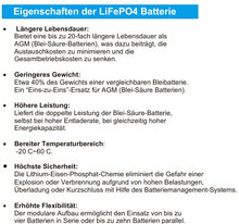 Laden Sie das Bild in den Galerie-Viewer, 300Ah Lithium Batterie LiFePo4, inkl. Bluetooth und BMS