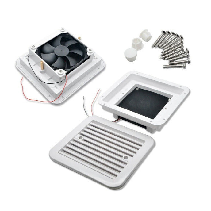 12V-Lüftungsventilator Weiss für Seitenabluft, Staubdicht