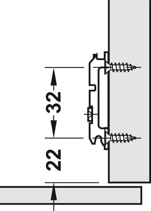 Cerniera a scodellino, Blum Clip Top 170°, cerniera angolare per porte con angolo di apertura particolarmente ampio per l'avvitamento