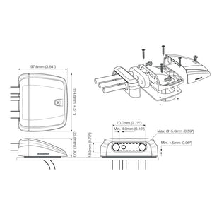 Horizontale Multi Kabeldurchführung von Scanstrut für 1-4 Kabel, bis zu Ø15mm, Kunststoff, schwarz