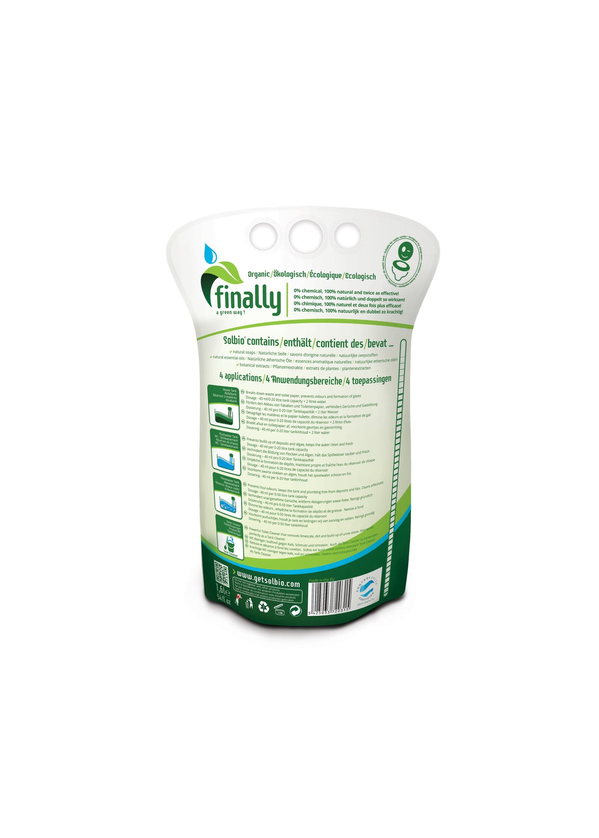 Solbio Original XL Sanitärflüssigkeit 1,6 Liter Rückseite