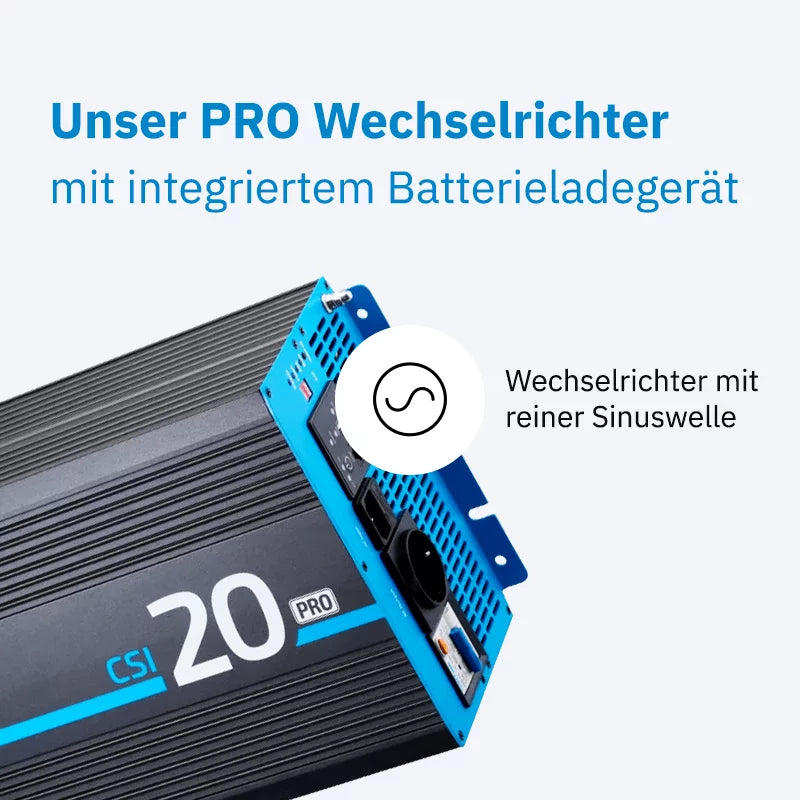 ECTIVE CSI 20 PRO 2000W/12V Sinus-Wechselrichter mit Netzvorrangschaltung und Ladegerät
