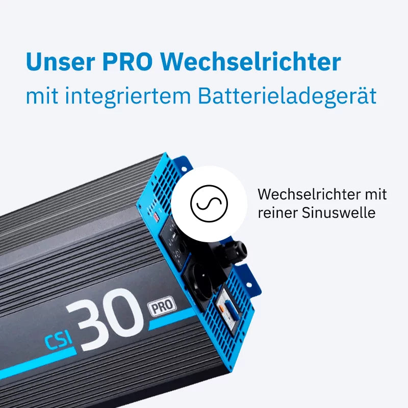 ECTIVE CSI 30 PRO Onduleur sinusoïdal 3000W/12V avec priorité au réseau et chargeur de batterie