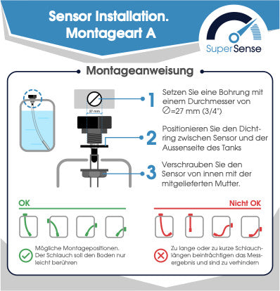 SuperSense Füllstandsanzeigen mit Bluetooth, verschiedene Ausführungen, programmierbar