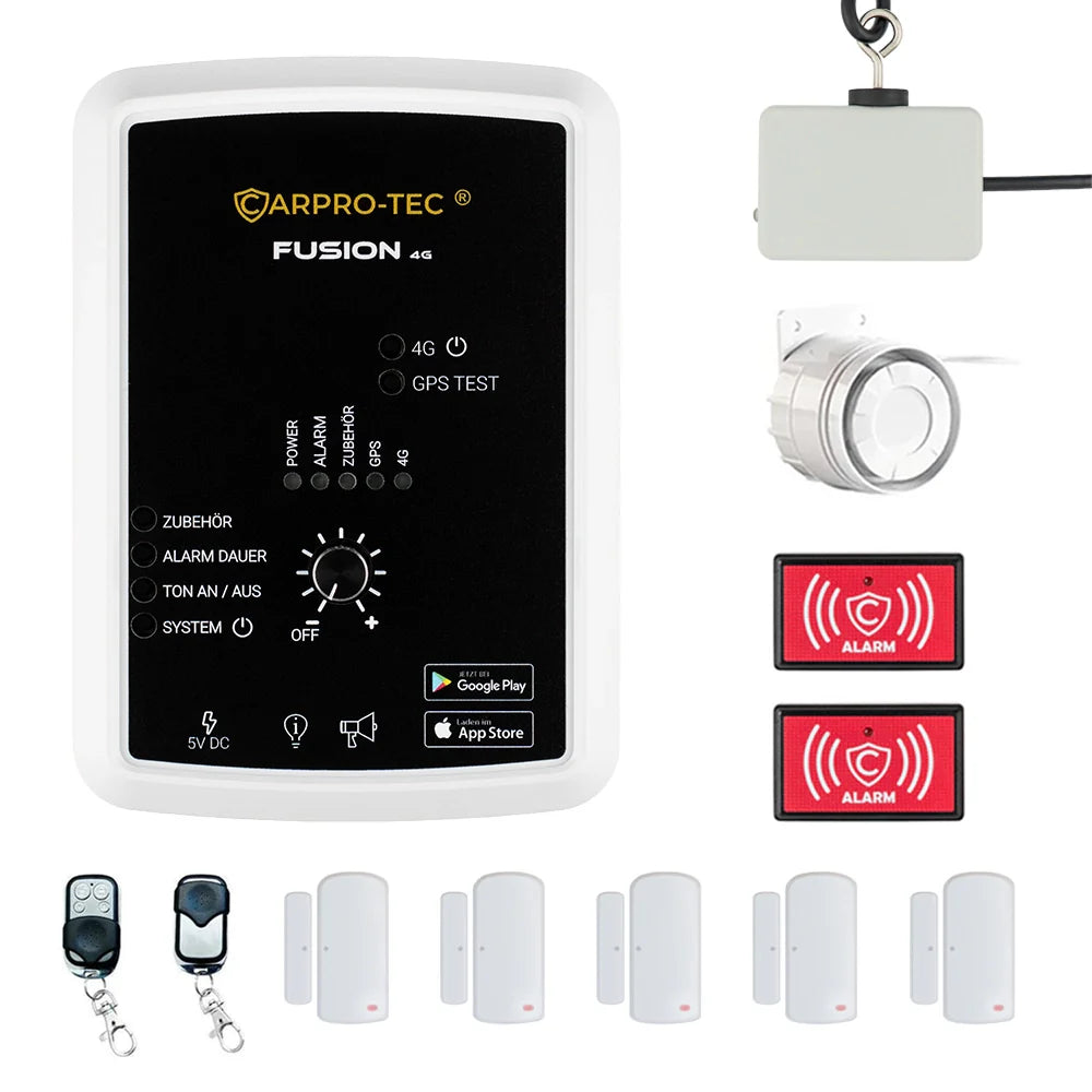 CarPro-Tec Fusion 4G LTE Van & Fourgon Système d'alarme avec localisation GPS, carte SIM incluse "VanLife Guard Set".