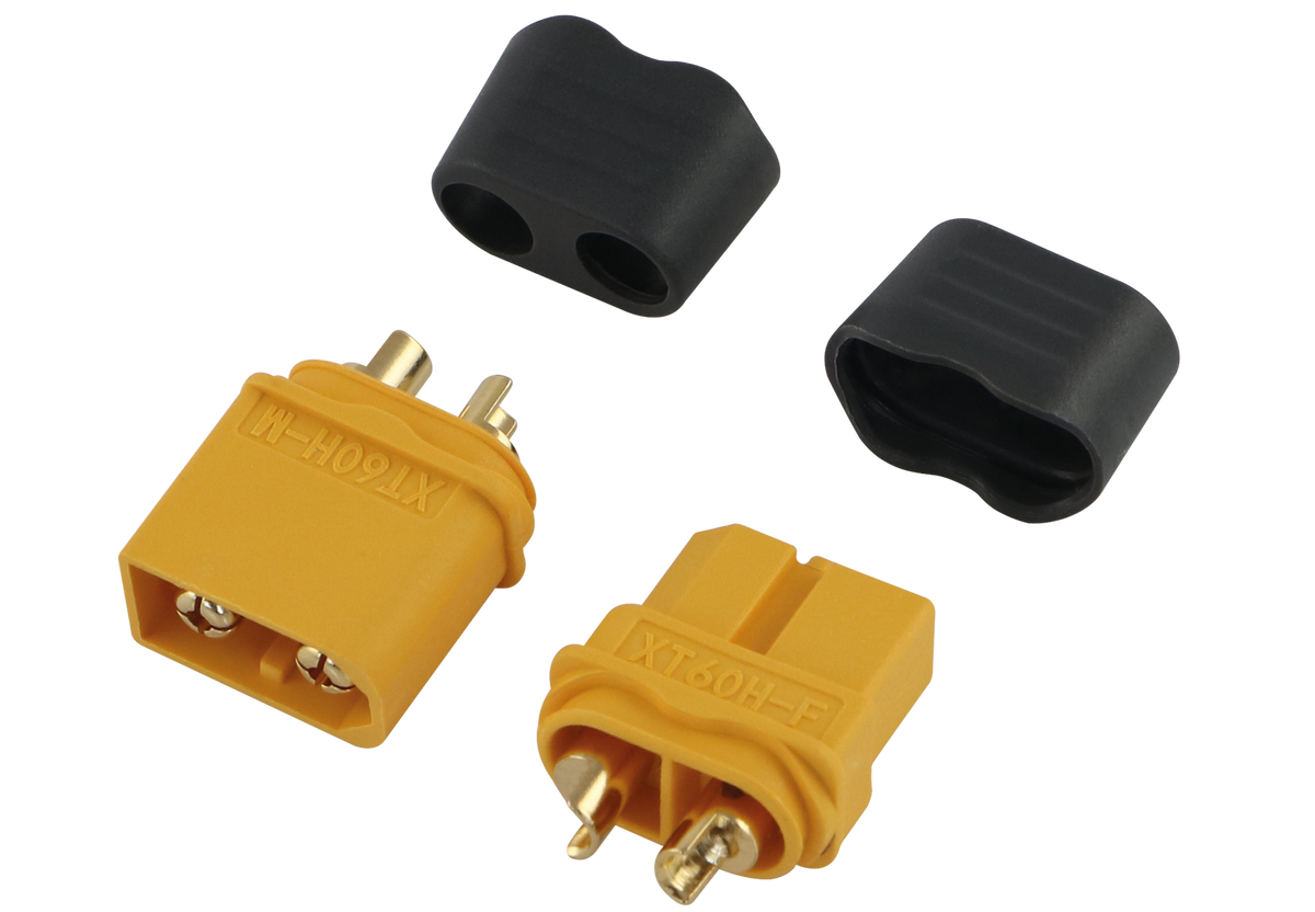 XT60 Stecker und Kupplung mit zwei Kabelschutzkappen
