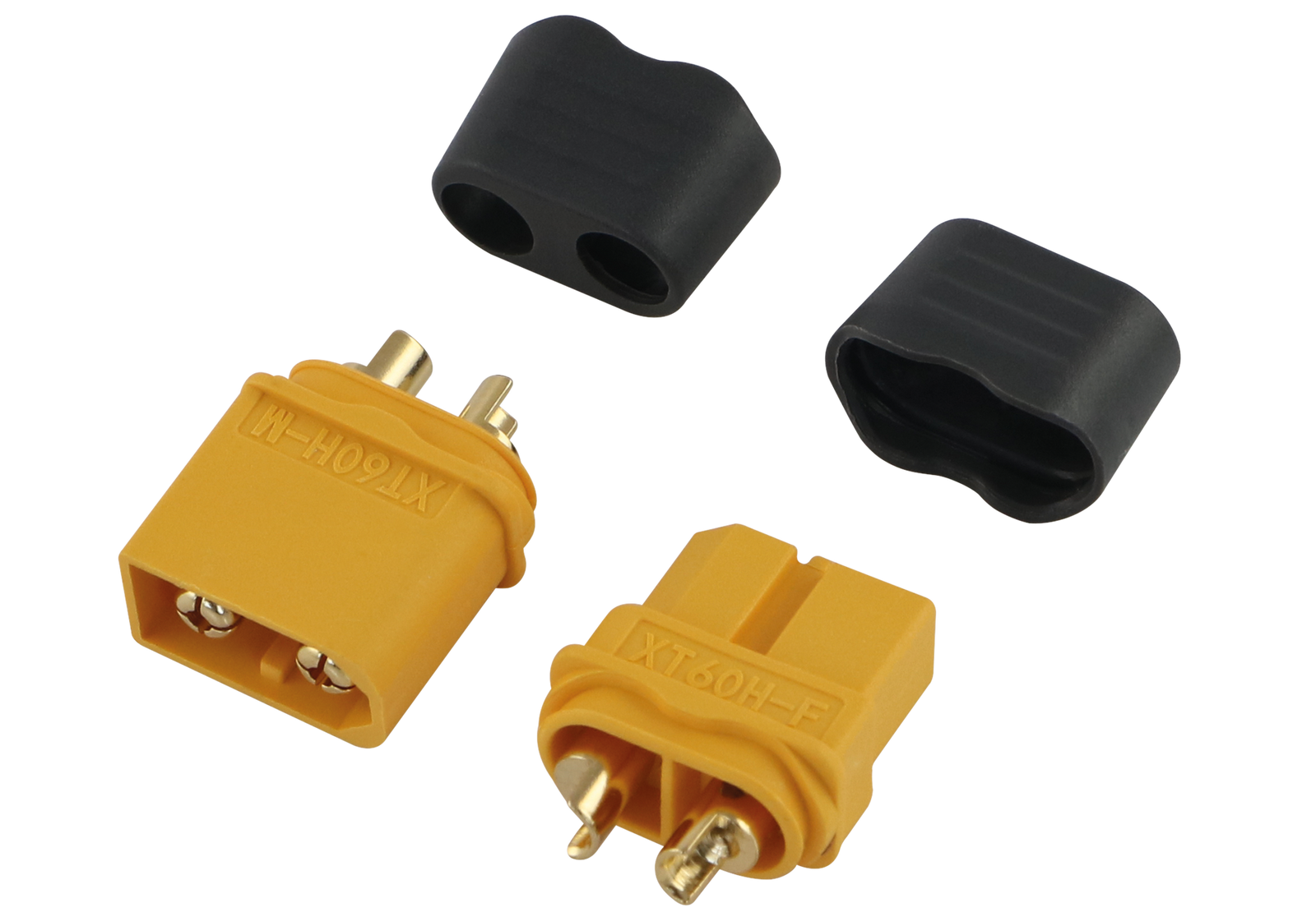 XT60 Stecker und Kupplung mit zwei Kabelschutzkappen