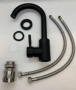 Edelstahl Wasserhahn schwarz mit Schweizer 3/8 Zoll Anschluss