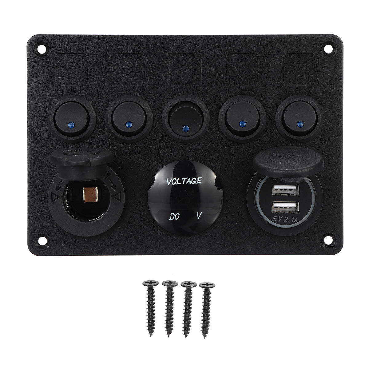 12/24V Panel mit 5 Schalter, USB, Zigarettenanschluss