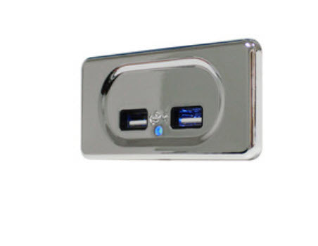 12V/24V- USB - Buchse zum Einbau mit zwei USB-Anschlüssen