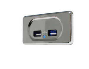 12V/24V- USB - Buchse zum Einbau mit zwei USB-Anschlüssen