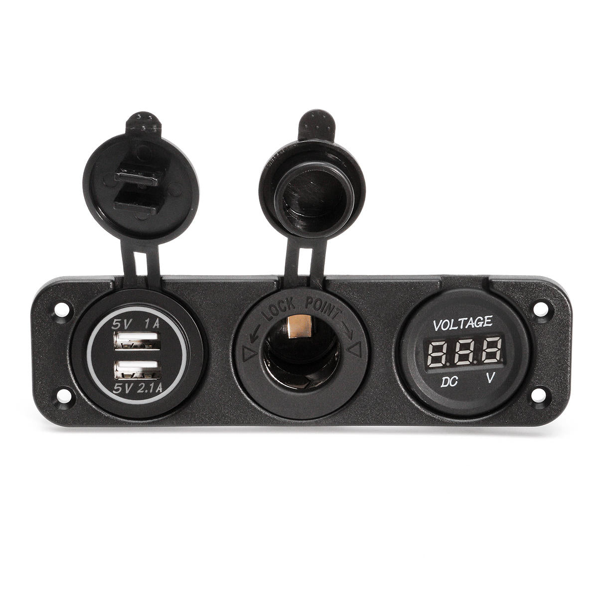DC 12V Dual-USB Port, mit Zigarettenbuchse und Batterievoltanzeige