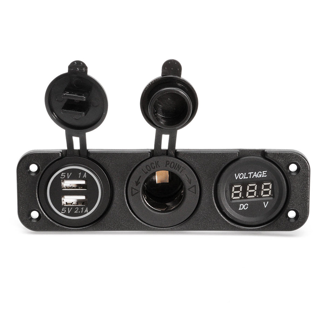 DC 12V Dual-USB Port, mit Zigarettenbuchse und Batterievoltanzeige