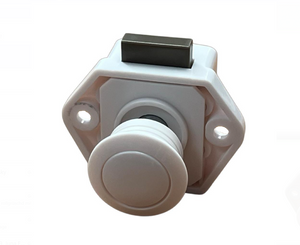 Druckknopf Weiss, Sicherung für Schubladen und Türen ( Verschluss, Verriegelung )