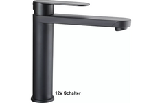 Laden Sie das Bild in den Galerie-Viewer, 12V Wasserhahn mit Schalter für Tauchpumpe, 50 x 200 x 150 mm, schwarz, Kalt&amp;Warm