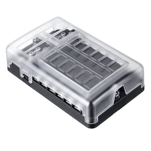 12-poliger Sicherungskastenhalter mit LED-Anzeigelampe, inkl. Minusverteiler, bis 32V