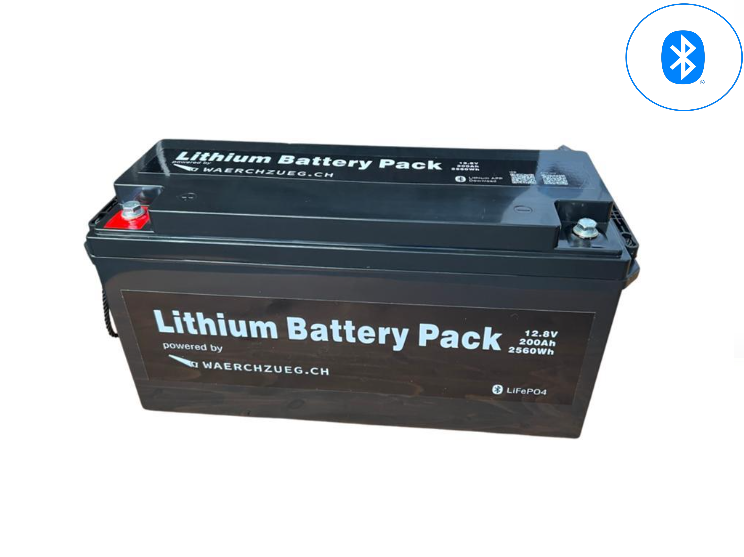 Batteria al litio LiFePo4 da 200Ah con riscaldatore, incl. Bluetooth e BMS