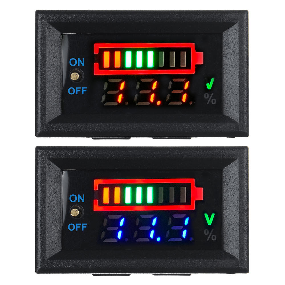 12V Voltmeter inkl. optischer Anzeige, Batterieanzeige, Stromanzeige –