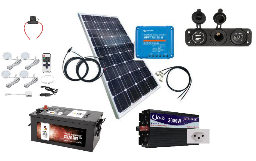 Schrebergarten ( Pünten ) / Gartenhaus / Alp / Rustico Solaranlagen - Set, 110W / 230Ah / 1500W 