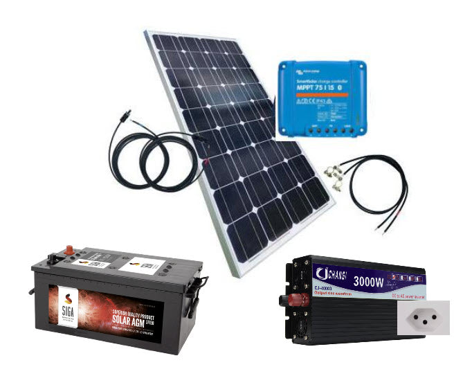 Schrebergarten ( Pünten ) / Gartenhaus / Alp / Rustico Solaranlagen - Set, 110W / 230Ah / 1500W 