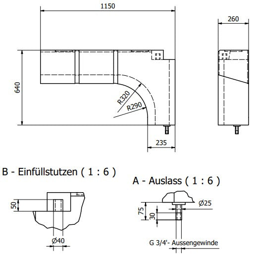 90 Liter Frischwassertank, Radkasten Form
